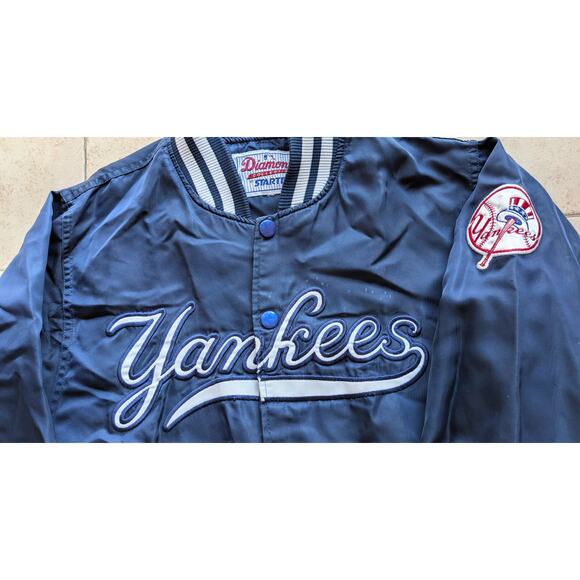 NY New York Yankees 90s STARTER bomber Diamond windbreaker jacket M navy MLB vtg